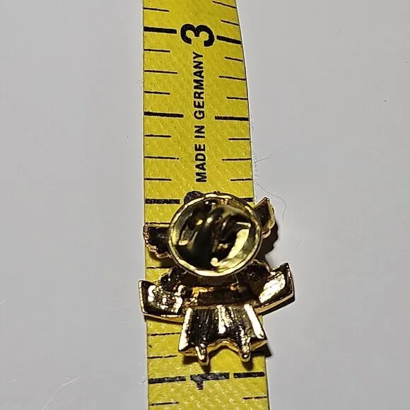 Volunteer Angel Ribbon Rhinestones Pin Gold Tone Lapel Enamel Collectible - Picture 4 of 9